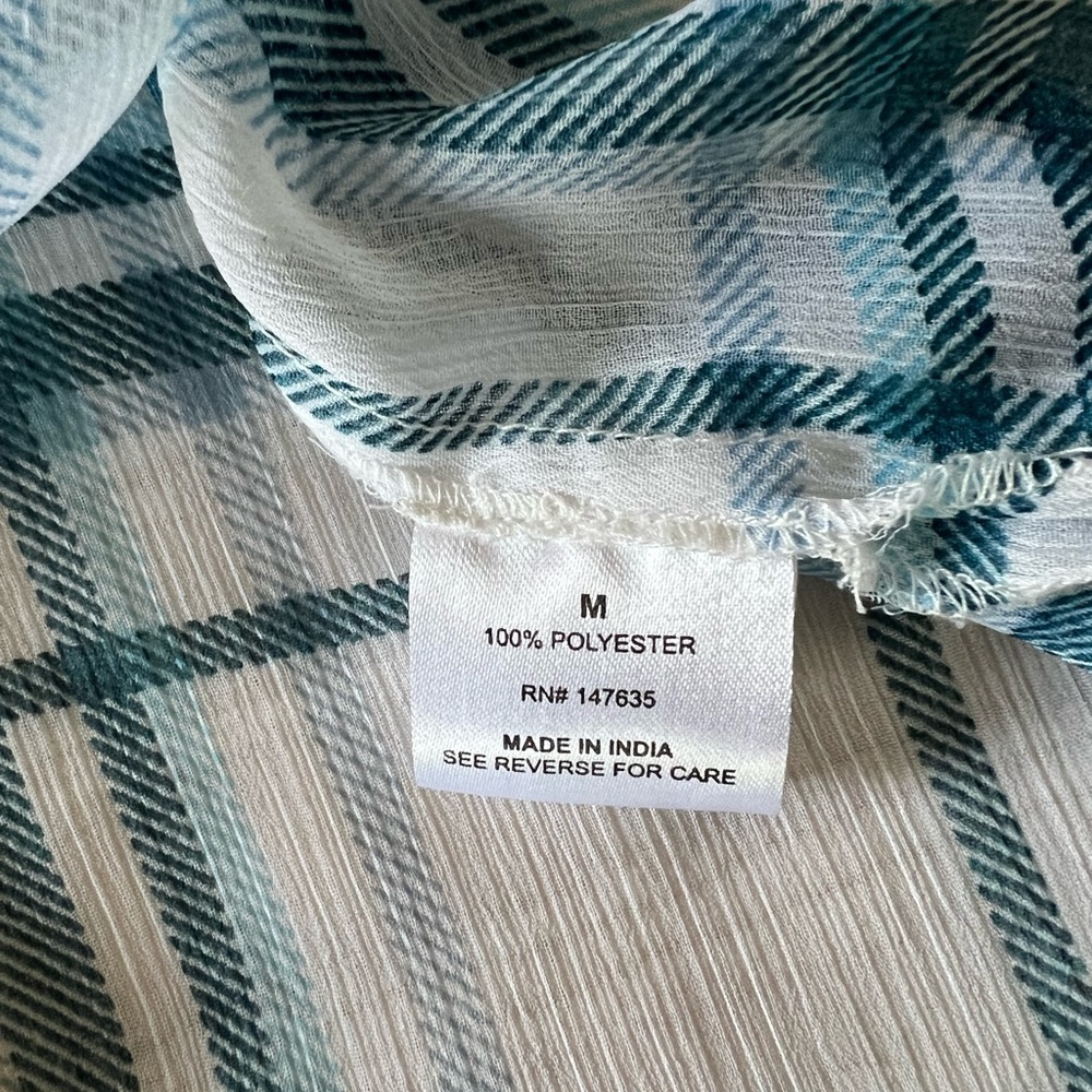 Romeo & Juliet Couture Plaid Duster Sheer Shirt Dress Kimono - Picture 6 of 7